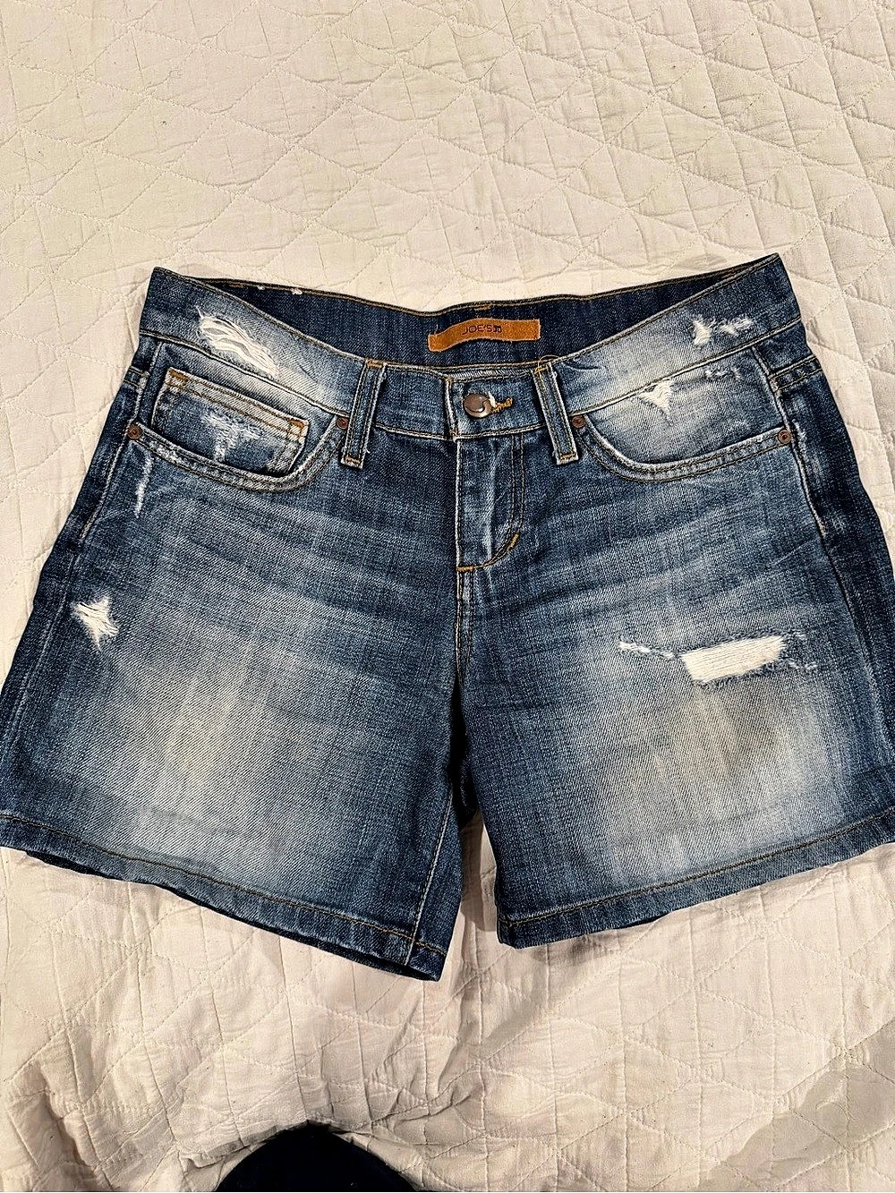 Joe's Distressed Denim Shorts in Blue Waist 25